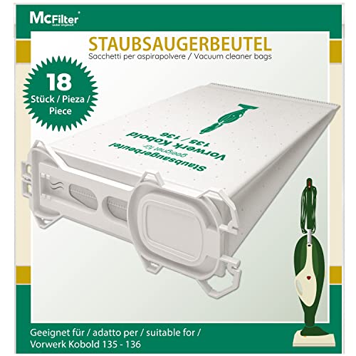 Mcfilter | 18 Sacchetti Per La Polvere Tipo Vo 8335 Adatti Per Vorwerk Folletto Kobold Vk 135 Vk 136 135Sc Con Chiusura Igienica | A 5 Strati In Pile