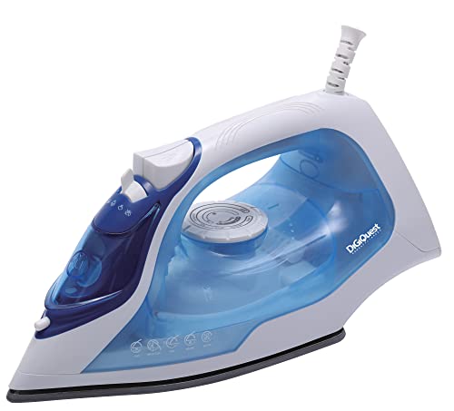 Digiquest Ferro Da Stiro A Vapore Con Piastra In Acciaio Inox - Vapore Regolabile, Serbatoio Trasparente 240Ml,Tecnologia Antigoccia E Anticalcare