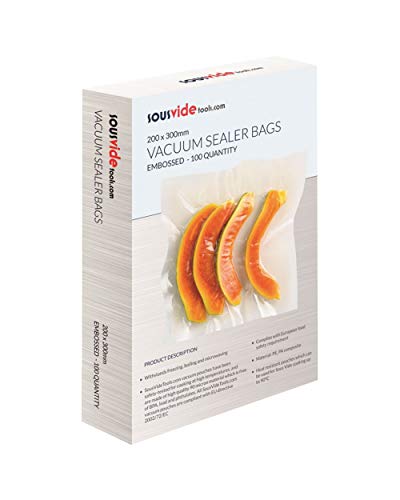 Sousvidetools [Svt-06003] Confezione Da 100 Sacchetti Goffrati Per Cottura Sottovuoto, (200 X 300 Mm) Sacchetti Soffrati Salva Alimenti Per La Cottura