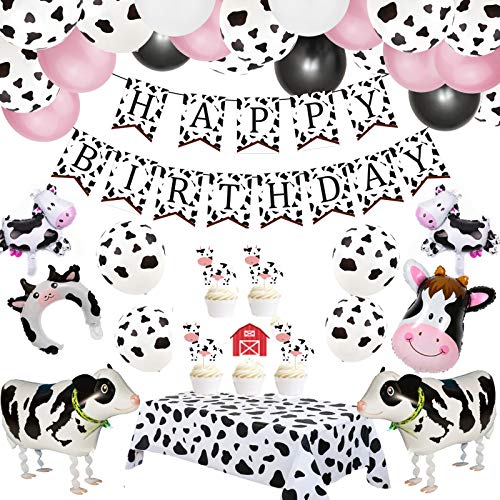 Set Di Palloncini Per Feste Di Mucca, 63 Pezzi, Per Feste Di Fattoria, Palloncini Di Mucca, Per Feste Di Compleanno, Palloncini In Pellicola Per Feste
