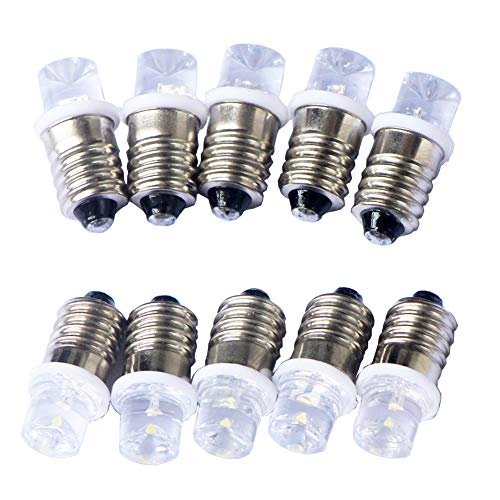 Gutreise Dc 10Pcs E10 12V Flutlicht Lampadina Led Lampada Di Inondazione Bianco Freddo + 10Pcs E10 Base 0.25 Watts