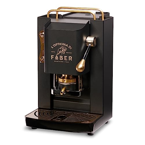 Faber Coffee Machines | Modello Pro Deluxe | Macchina Caffe A Cialde Ese 44Mm | Rifiniture Ottonato | Pressacialda In Ottone Regolabile | Elettrovalvo