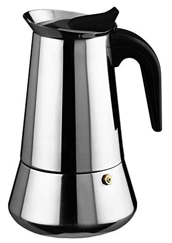 Caffettiera Italiana | 6 Tazze | Caffettiera Caffè Espresso Per Piani Di Cottura A Induzione, A Gas E Vetroceramica | Per Caffè Espresso | Acciaio Ino