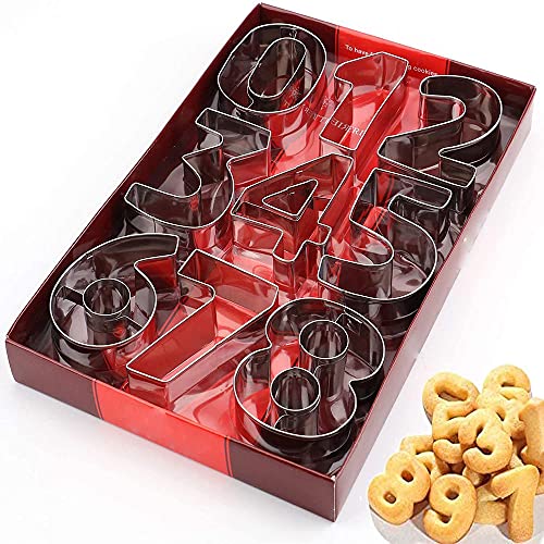 Numero Stampi Per Stampi Per Dolci, 9Pcs Set Di Taglierine Per Biscotti, Numero Set Di Biscotti, Stampini In Acciaio Inox, Set Di Stampi Per Biscotti 