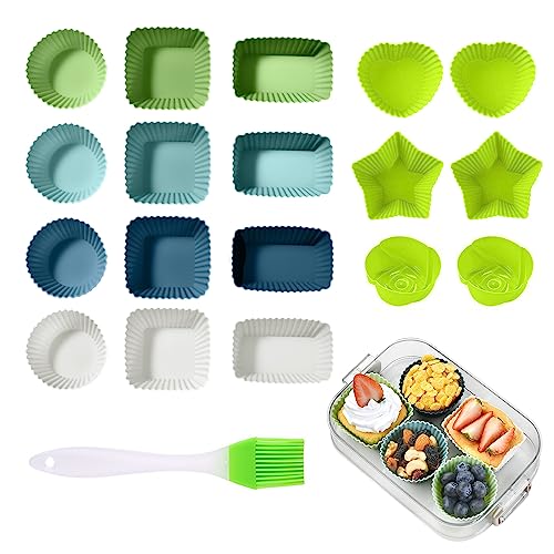 Taface 18 Stampi Per Torta In Silicone, 1 Pennello, Scatole Per Cupcake In Silicone Riutilizzabili, Scatola Per Muffin In In Silicone, Per Fare Torte,