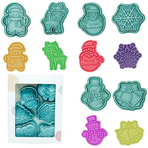 Yealoo Stampini Biscotti Natale,Formine Per Biscotti Natale,3D Tagliabiscotti Natale Per Decorare Biscotto/Dolci/Torta (6 Pezzi B)
