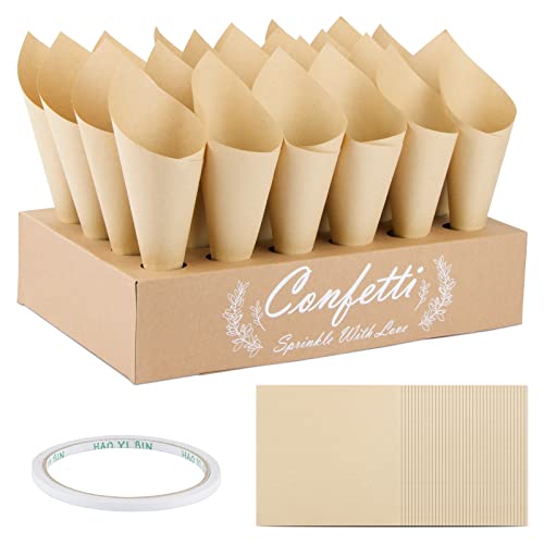 Bofunx 30Pcs Coni Riso Matrimonio Kraft Coni Portariso Portaconfetti Scatoline Bomboniere Per Matrimonio Nozze Comunione Battesimo Compleanno