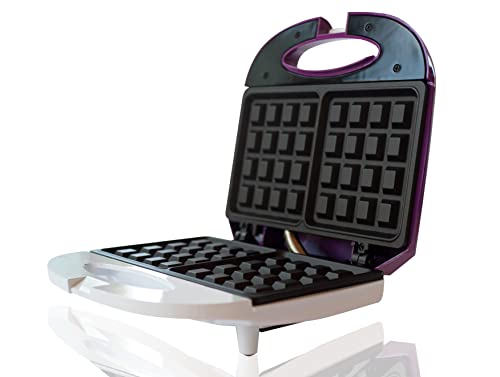 Piastra Per Waffle Macchina Con Piastra Antiaderente Waffle Maker Con Piedini Antiscivolo 800W Bianco E Viola
