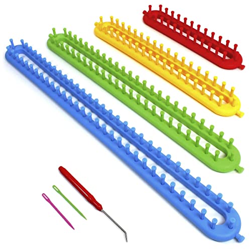 Igadgitz Home U7217 Knitting Loom Set, Telaio In Plastica, Telaio Maglieria Lungo Con Ago Per Filato E Gancio - Set Di 4