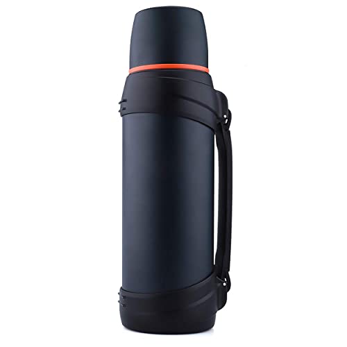 Olerd Thermos 2,5 L, Thermos In Acciaio Inox, Con 2 Bicchieri, Isolamento A Doppia Parete, Per Campeggio, 24 Ore, Caldo E Freddo (Blu Scuro)