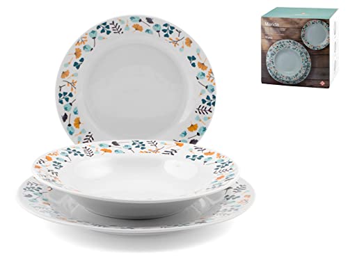 Royal Norfolk 759963 Merida Servizio Tavola 18 Pezzi, Porcellana Decorata, 25Cm