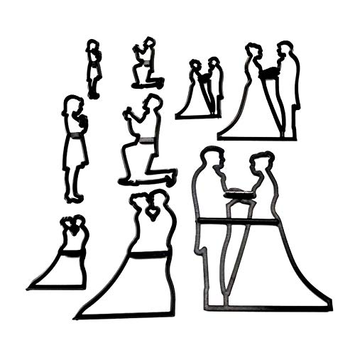 Set Di Formine Per Biscotti Per Matrimonio, Anniversario, Sposa, Fidanzamento, Decorazione Di Torte Di Zucchero, 9 Pezzi