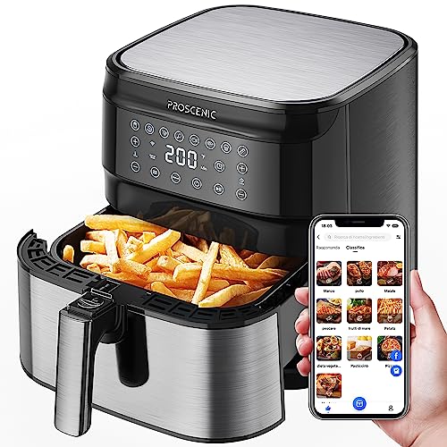 Proscenic T21 Friggitrice Ad Aria, 5.5L Air Fryer Controllo Con App & Alexa E Display Led Toccabile, Funzioni Timer/Preriscaldamento/Programmi/Senza B