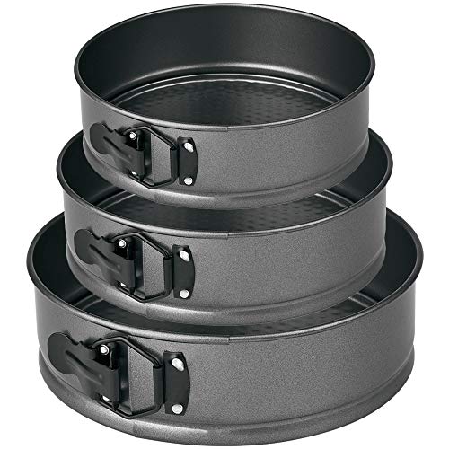 Mge - Set Di 3 Tortiera Apribile Con Cerniera Di Forma Circolare - Teglie Rotonda Da Forno Con Rivestimento Antiaderente - 3X Tortiera Rimovibile - Ø 