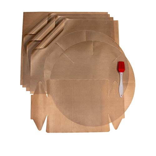 Meiba Pellicola Da Forno Permanente (Set Da 8), Carta Da Forno Riutilizzabile, Tappetino Da Forno Rotondo, Pellicola Da Forno Permanente + Pennello In