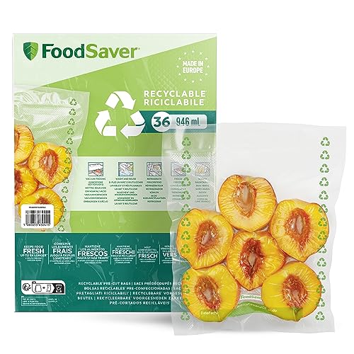 Foodsaver Fsbe4802X-01-36 Sacchetti Termosigillabili 100% Riciclabili Per Macchina Sottovuoto Alimenti, Lavabili, Riutilizzabili, Resistenti Alle Fora
