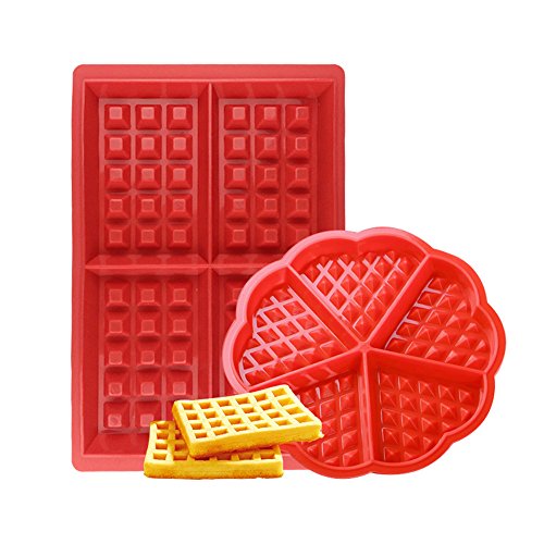 Febbya Stampo Per Cialde, In Silicone Per Waffle 2 Confezioni Antiaderente Stampo Per Biscotti Set Per Bambini Muffin Torta Choclate Strumenti Di Cuci