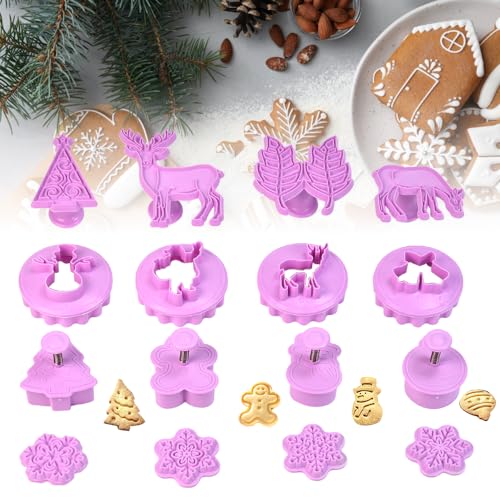 Dtyguixe 16 Pz Formine Biscotti Natale 3D Stampo Per Biscotti Natalizi 3D Pressable Tagliabiscotti Natale Plastica Stampino Per Biscotti Natalizi 3D P