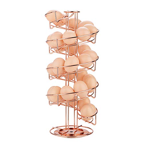 Toplife Contenitore Per Uova Con Design A Spirale, Porta Uova In Acciaio, Portauova Salva Spazio Per Cucina, Oro Rosa