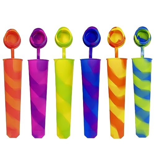 6 Stampi Per Ghiaccioli Colorati, Stampi Per Gelato Con Coperchi, Stampi Per Ghiaccioli In Silicone Per Uso Alimentare, Accessori Da Cucina Riutilizza