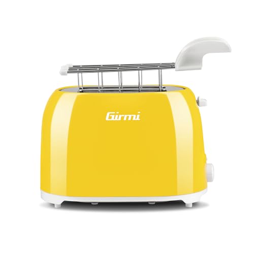 Girmi Tp10 Tostapane, 750 W, Pinze Inox, 7 Livelli Di Cottura, Raccogli Briciole, Spegnimento Automatico, Giallo