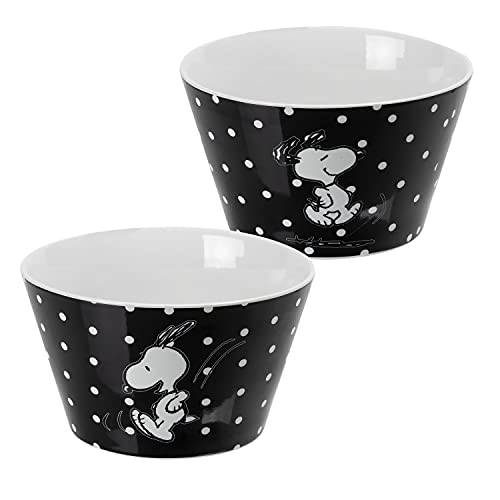 United Labels The Peanuts Ciotola Per Cereali – Snoopy Ciotola Nera Con Pois In Porcellana 500 Ml