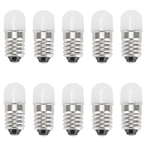 Gutreise Lampadine Led E10 6V Bianco Caldo, 10 Pezzi Ac/Dc E10 In Miniatura, 0,5 Watt, 65 Lm (6 V, Bianco Caldo)