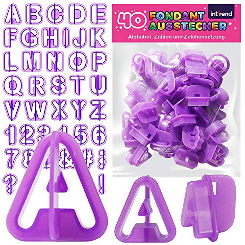 Int!Rend Lettere E Numeri Per Pasta Di Zucchero Set Di 40 - Stampi Per Fondant Per Torta, Biscotti - Stampini Con Lettere, Numeri E Punteggiatura