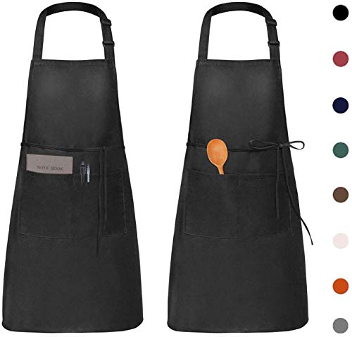 Viedouce 2 Pezzi Grembiule Da Cucina Chef,Grembiule Da Ristorante Bbq Bar Chef Cucina,Regolabile Grembiuli Con Tasche Chef Di Cucina,Impermeabile,Gemb