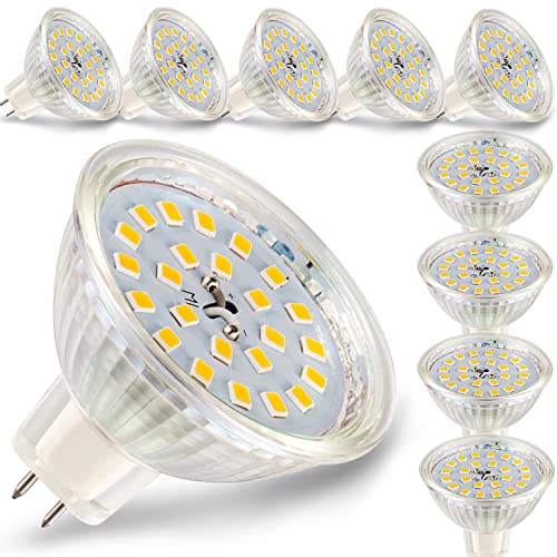 Mr16 Lampade Led Bianco Caldo 2700K, Mr16 Gu5.3 Led 5W Sostituzione Per Lampada Alogena 50W, Lampadina Led 500Lm Angolo Del Fascio 120°, Ac/Dc 12V, Al