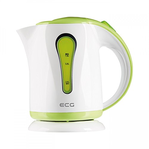 Ecg Green Rk 1022 - Bollitore Elettrico, Indicatore Del Livello Dell'Acqua, Design In Plastica Di Alta Qualità, Senza Bpa, Capacità 1,0 L, 900-1100 W,