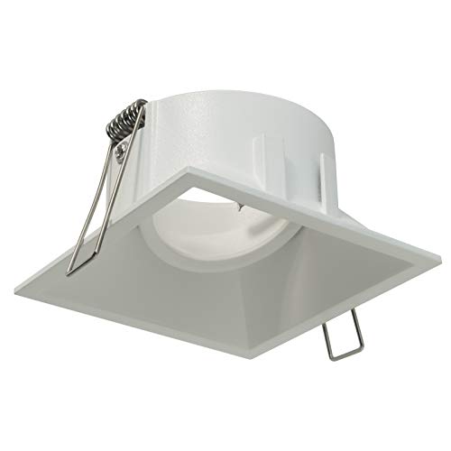 Porta Faretto Quadrato Bianco Orientabile Foro Incasso Soffitto Cartongesso 80Mm Luce Gu10 Gu5.3