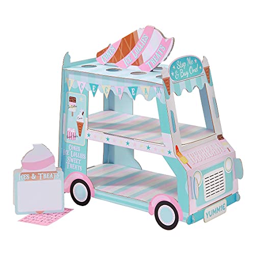 Alzata Per Torta Furgone Dei Gelati Con 3 Ripiani | Decorazioni Per Feste Di Compleanno Per Bambini Per Dolci, Cupcakes, Dessert, Prelibatezze, Estate