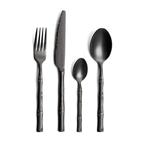 Amefa Karma Servizio Posate 16 Pezzi Noir, Acciaio Inox, Stile Vintage, Inossidabile, Nero