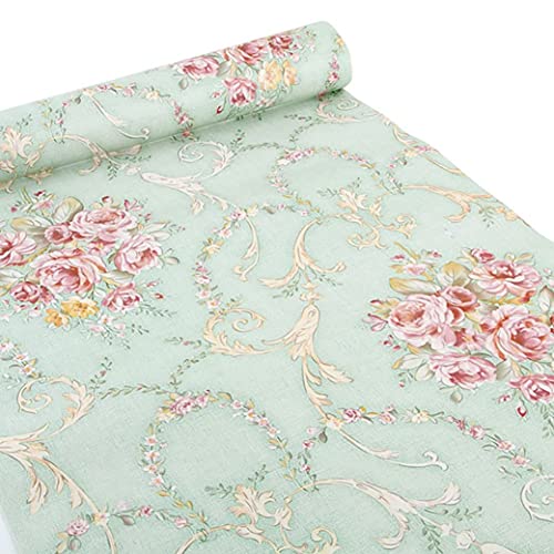 Ya Jin - Rivestimento Autoadesivo In Stile Vintage, Per Mensole, Cassetti E Armadietti Verde/Rosa.