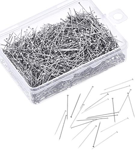 Spilli Da Sarta,300 Pcs Satinato Spilli Da Sarta Alfileres De Costura Perni Testa Spilli Piatta Da Sarta Para Fare Gioiello Cucito E Artigianato 35 * 