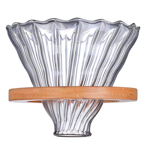 Tamume Dripper Caffe 1 Tazza Filtro Del Caffè Filtri Permanenti Vetro Con Supporto In Legno (Marrone Chiaro)