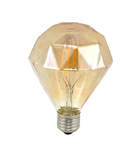 Vetrineinrete® Lampadina Led A Filamento Vintage Retro E27 4 Watt Lampada Decorativa Ambra Diamante 350 Lumen A123