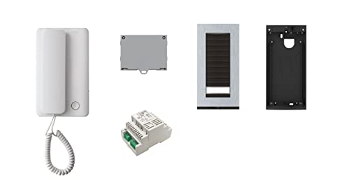 Came 8K40Ca-006 Kit Citofonico Audio Con Ricevitore A Cornetta Agt A200 E Citofono Esterno Targha, Alimentatore A/200R, Bianco/Grigio Antracite