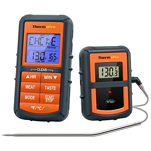 Thermopro Tp07 Termometro Da Cucina Wireless Remoto Termometro Barbecue Digitale Per Bbq Alimenti Carne Forno Con 2 Modalità Di Tempo E 3 Diversi Colo