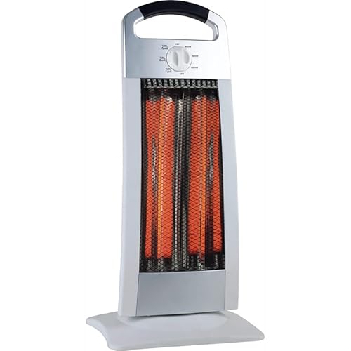 Virsus Stufa Carbonio Elettrica Basso Consumo Carbonio 900W, 3111 Risparmio Energetico Con Oscillazione, Maniglia E Sistema Di Sicurezza Colore Grigio