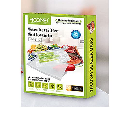 Hoomei | Sacchetti Per Sottovuoto | Sacchetti Per Sottovuoto 50 Pezzi Con Tenuta Termica | Sacchetti Sottovuoto Per Frigorifero, Congelatore, Bagnomar