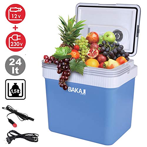 Bakaji Frigorifero Elettrico 24Lt 12/220V Casa Auto Camper Barca Frigo Portatile Funzione Caldo Freddo Dimensioni: 41 X 30 X 45 Cm