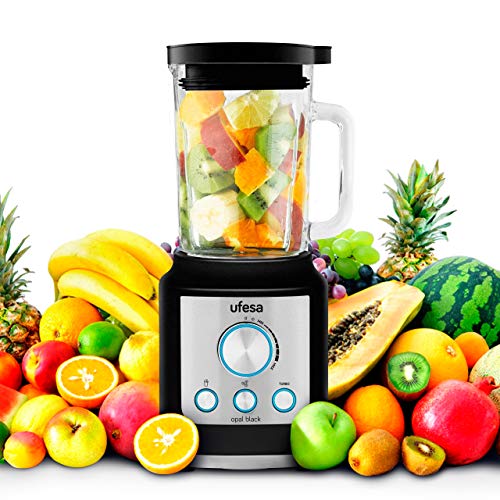 Ufesa Bs4950B Opal Black Frullatore Da Tavolo, Potenza1800 W (Potenza Max Fino A 2100 W) , Controllo Elettronico, Smoothie, Trita Ghiaccio E Turbo, 6
