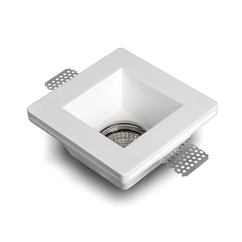 Eurekaled® - Portafaretto In Gesso Ceramico Da Incasso Quadrato Per Controsoffitti Per Gu10 E Mr16 Cod.220628
