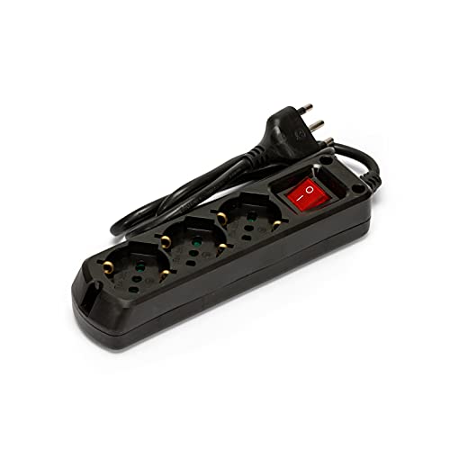Multipresa 3 Posti Polivalenti Schuko + 10/16A Con Interruttore Cavo 1M E Spina 16A