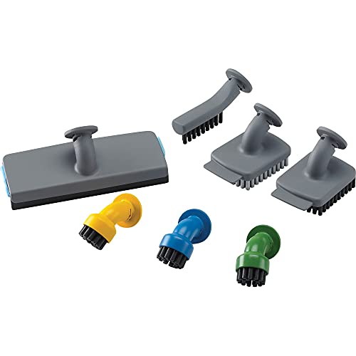 Black+Decker Fsmh21A-Xj Set Di Accessori Per Pulizia Casa 3 Spazzoline Rotonde, 2 Con Raschietto, 1 Accessorio Per Vetri E 1 Per Fughe, Compatibili Co
