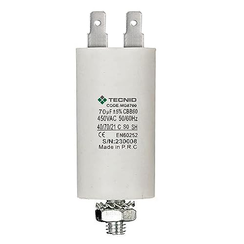 Condensatore Di Spunto Per Motori Elettrici, 450V, Capacità: 70Μf, 4 Pin / M8