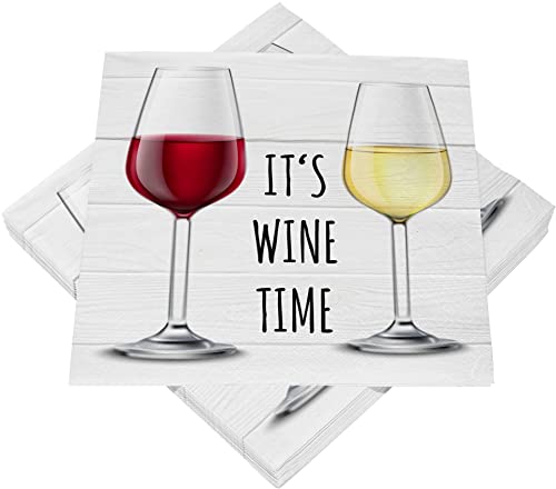 Heku It'S Wine Time - Tovaglioli Da Cocktail A 3 Strati, 25 X 25 Cm, 150 Pezzi, Design Elegante, Ideale Per Le Celebrazioni, Confezione Pratica