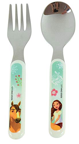 Fun House Spirit-Set Di 2 Posate In Acciaio Inox, Composto Da Una Forchetta E Un Cucchiaio H.13,5 X L.3 Cm Per Bambini, Inossidabile